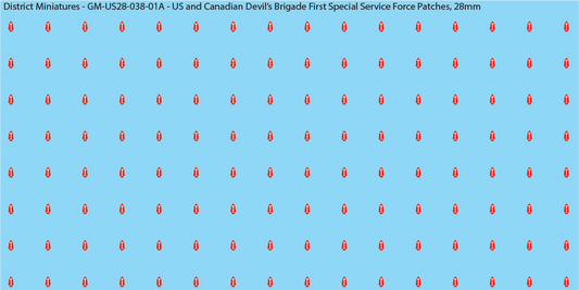 WW2 US and Canadian Devil's Brigade First Special Service Force Patches, 28mm Decals