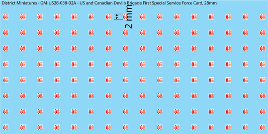 WW2 US and Canadian Devil's Brigade First Special Service Force Card, 28mm Decals