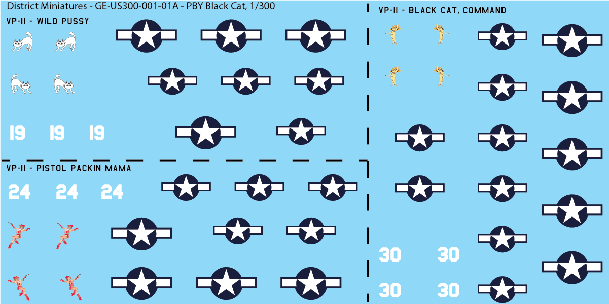 PBY Black Cat, 1/300 Decals – District Miniatures