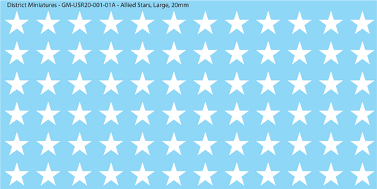WW2 US and Allied Stars, 20mm Decals