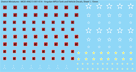 Angolan MPLA Tank and Vehicle Decals (Multiple Options), 15mm