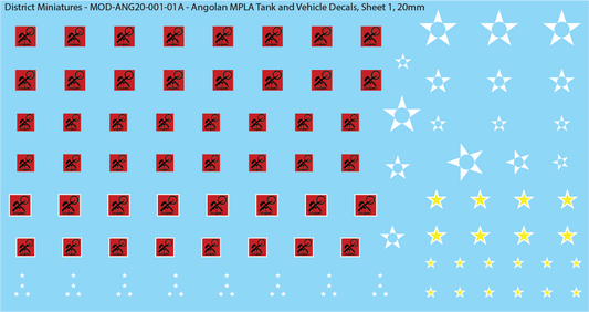 Angolan MPLA Tank and Vehicle Decals (Multiple Options), 20mm