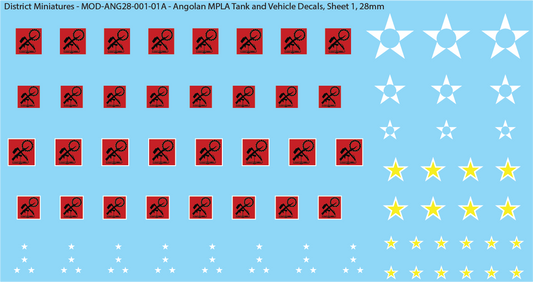 Angolan MPLA Tank and Vehicle Decals (Multiple Options), 28mm