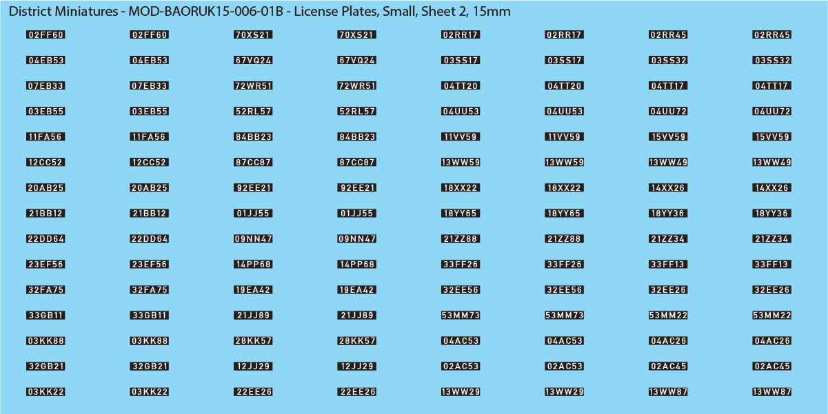 UK BAOR - License Plates, 15mm