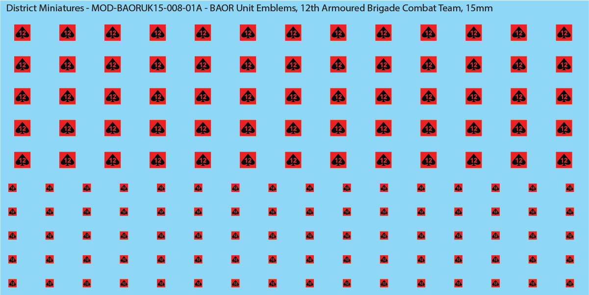 UK BAOR - BAOR Unit Emblems, 15mm