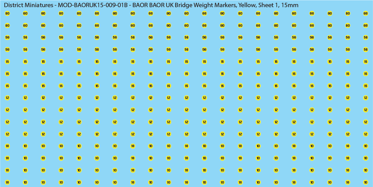 UK BAOR - UK Bridge Weight Markers, 15mm