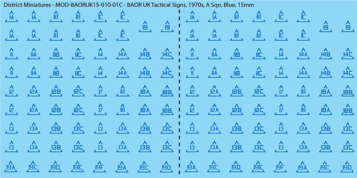 UK BAOR - Tactical Signs, 1970s, Armoured Squadrons, 15mm