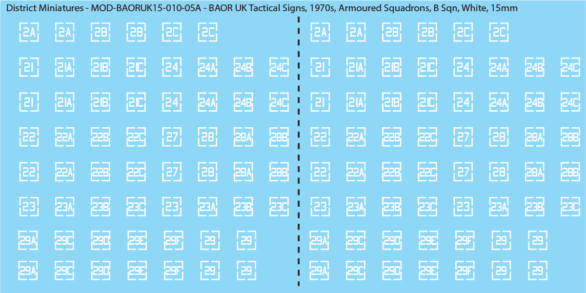 UK BAOR - Tactical Signs, 1970s, Armoured Squadrons, 15mm