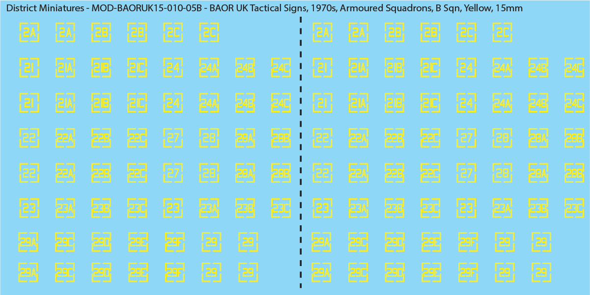 UK BAOR - Tactical Signs, 1970s, Armoured Squadrons, 15mm