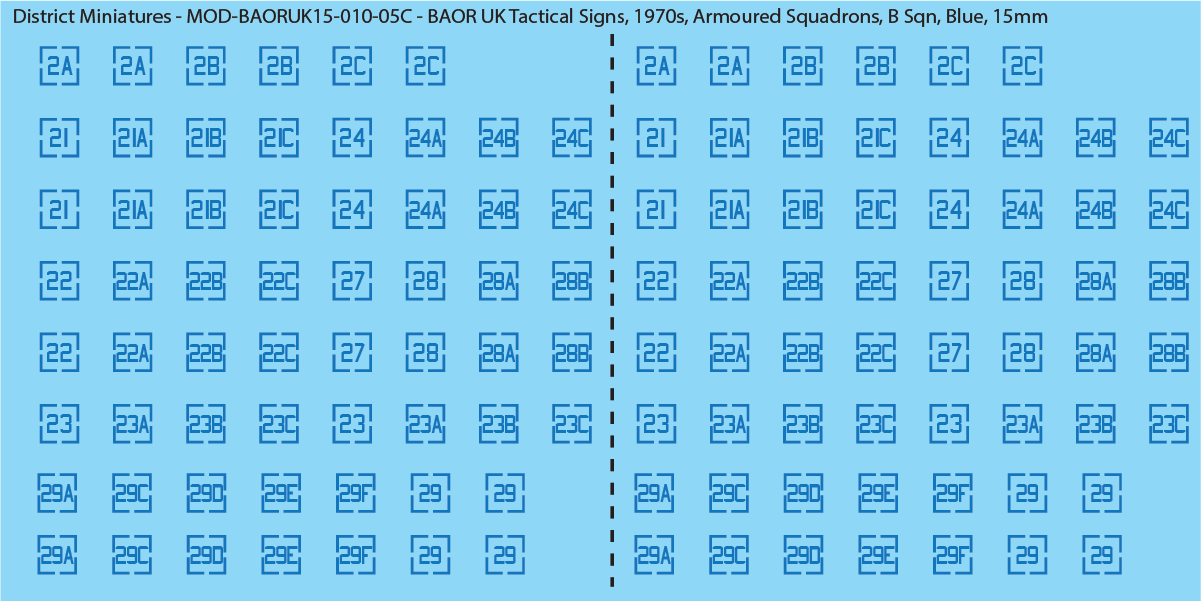 UK BAOR - Tactical Signs, 1970s, Armoured Squadrons, 15mm