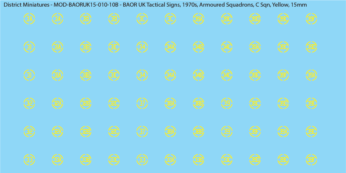 UK BAOR - Tactical Signs, 1970s, Armoured Squadrons, 15mm