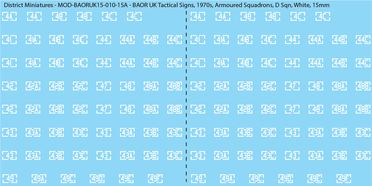 UK BAOR - Tactical Signs, 1970s, Armoured Squadrons, 15mm