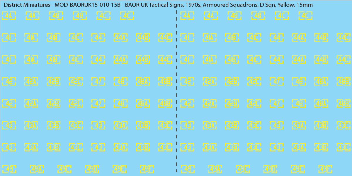 UK BAOR - Tactical Signs, 1970s, Armoured Squadrons, 15mm