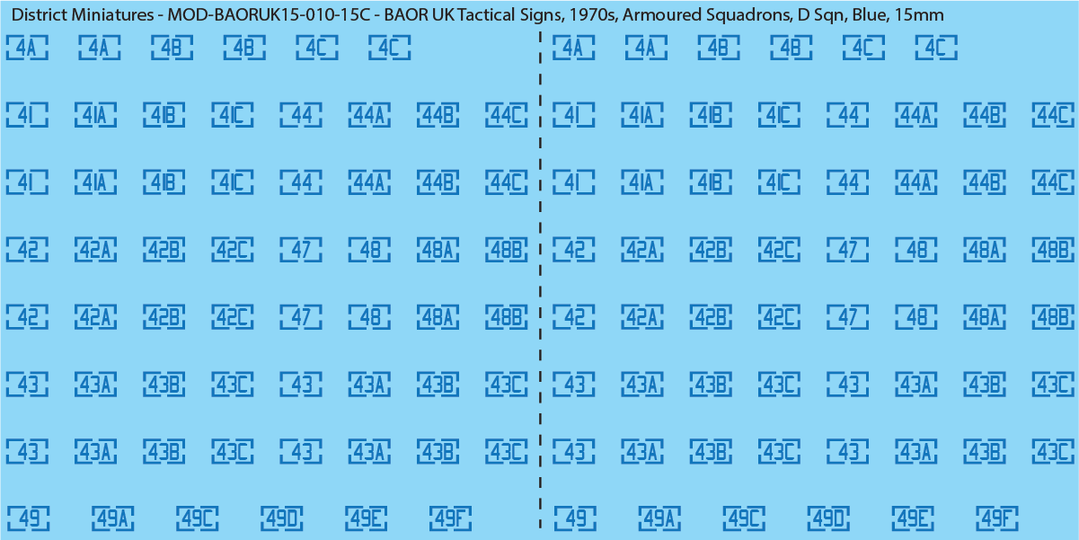 UK BAOR - Tactical Signs, 1970s, Armoured Squadrons, 15mm