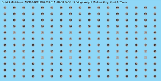 UK BAOR - UK Bridge Weight Markers, 20mm