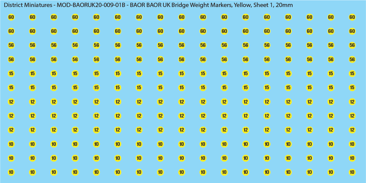 UK BAOR - UK Bridge Weight Markers, 20mm