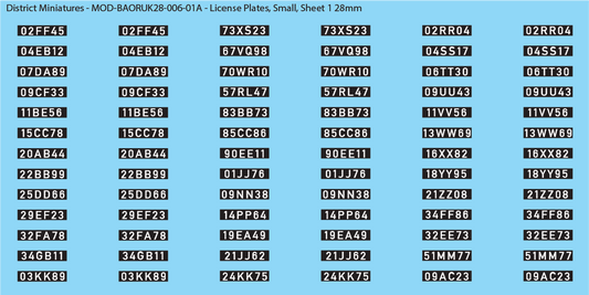UK BAOR - License Plates, 28mm