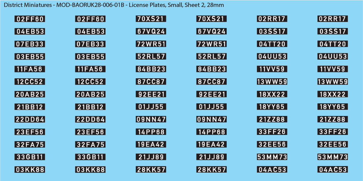 UK BAOR - License Plates, 28mm