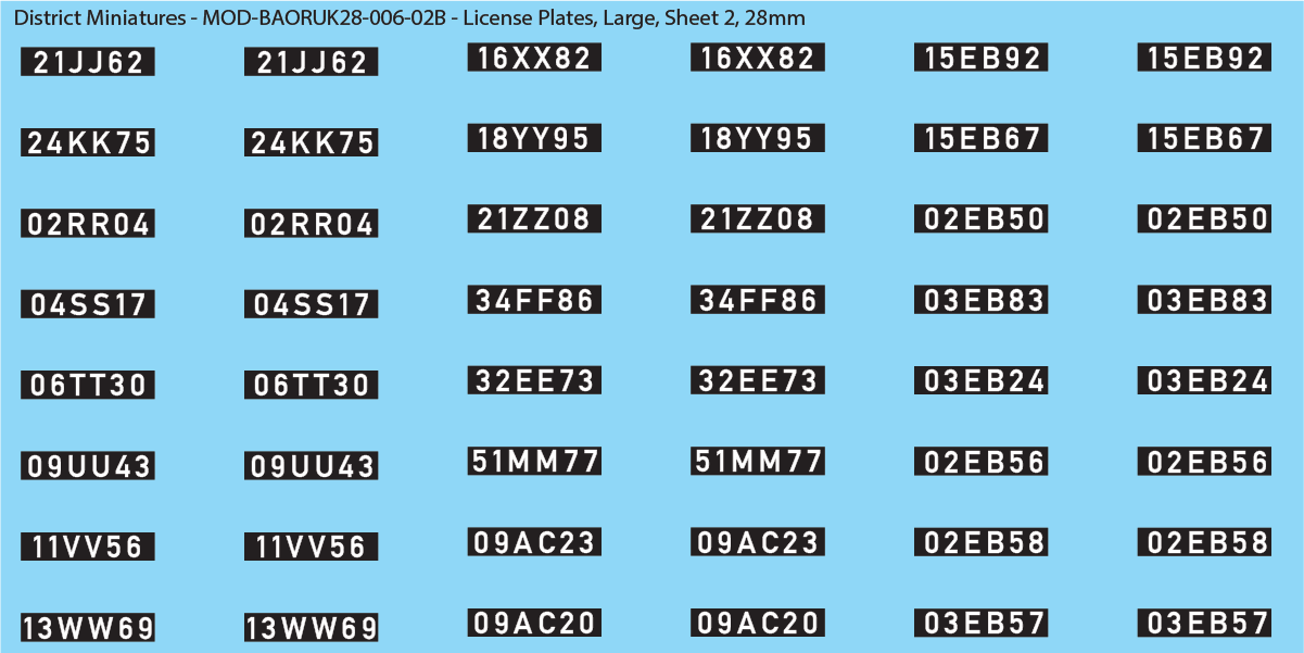 UK BAOR - License Plates, 28mm