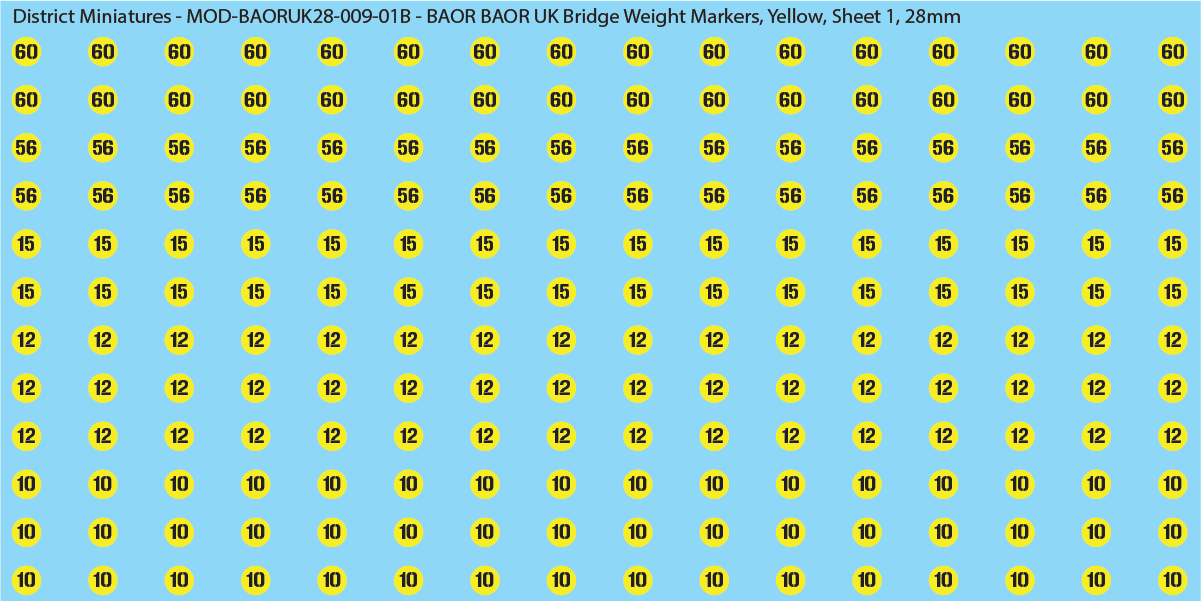 UK BAOR - UK Bridge Weight Markers, 28mm