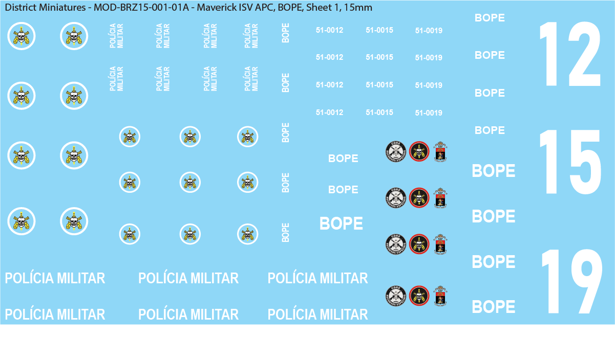 Modern Brazil, Maverick ISV APC, 15mm Decals