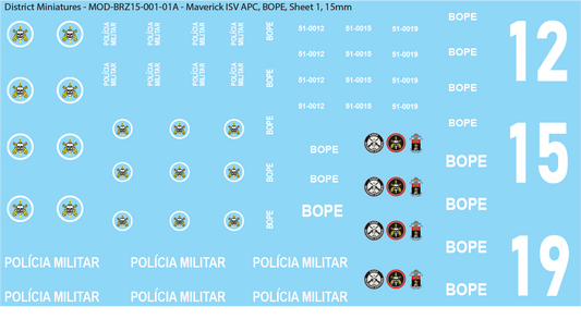 Modern Brazil, Maverick ISV APC, 15mm Decals