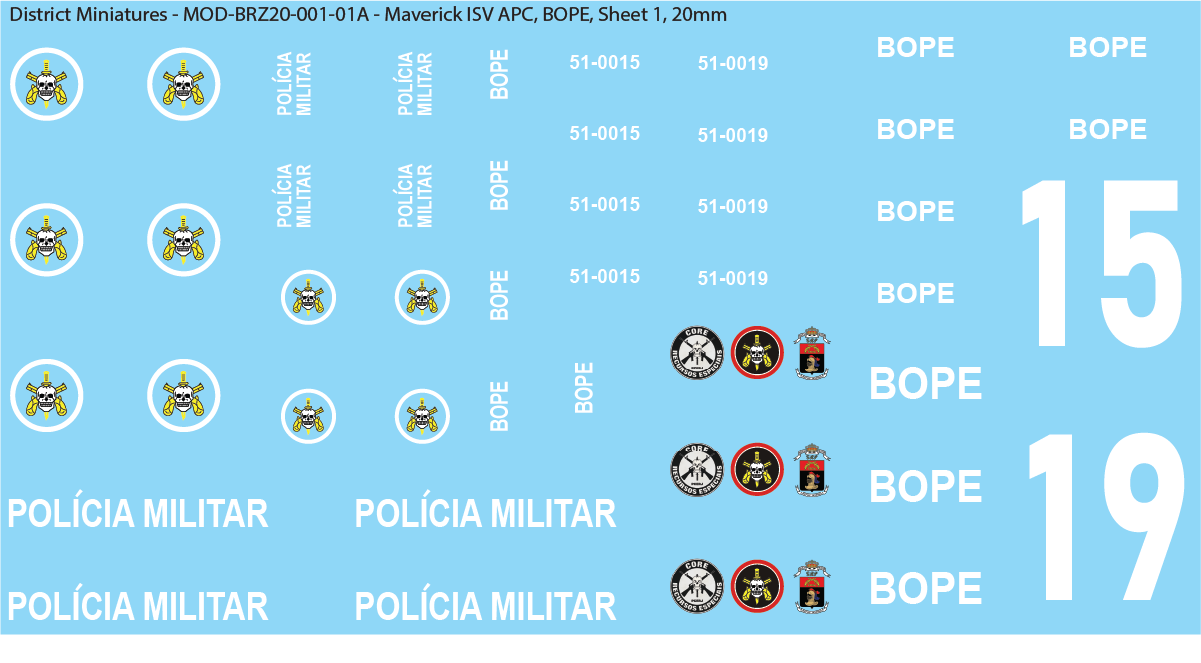 Modern Brazil, Maverick ISV APC, 20mm Decals