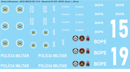 Modern Brazil, Maverick ISV APC, 20mm Decals