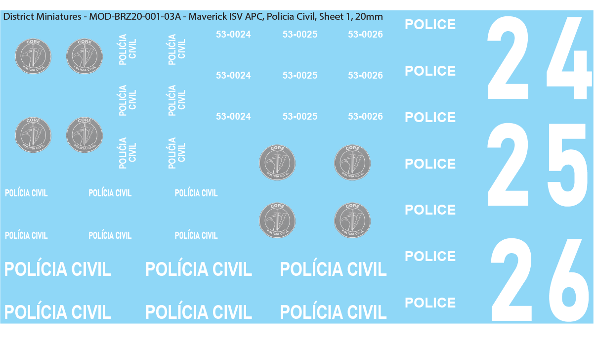 Modern Brazil, Maverick ISV APC, 20mm Decals