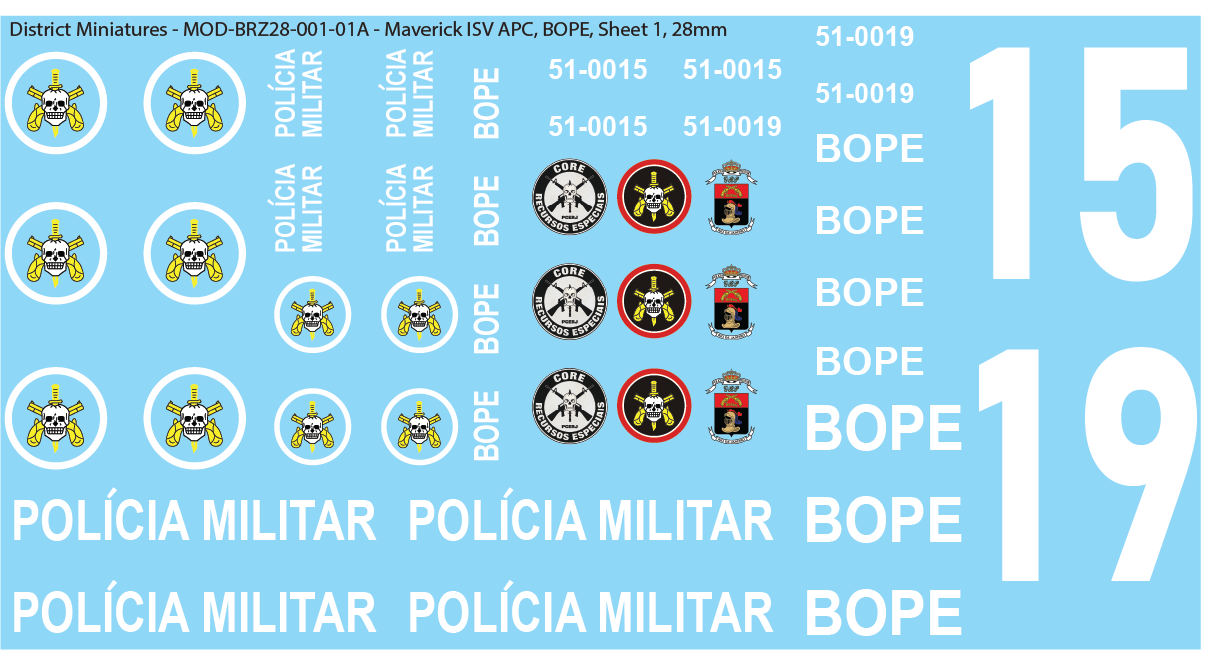 Modern Brazil, Maverick ISV APC, 28mm Decals
