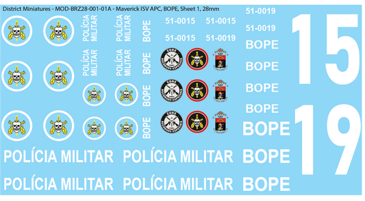 Modern Brazil, Maverick ISV APC, 28mm Decals
