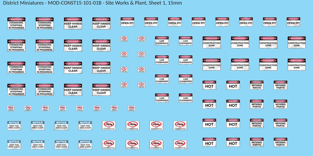 Site Works & Plant, Sheet 1, 15mm decal sheet, weathered finish