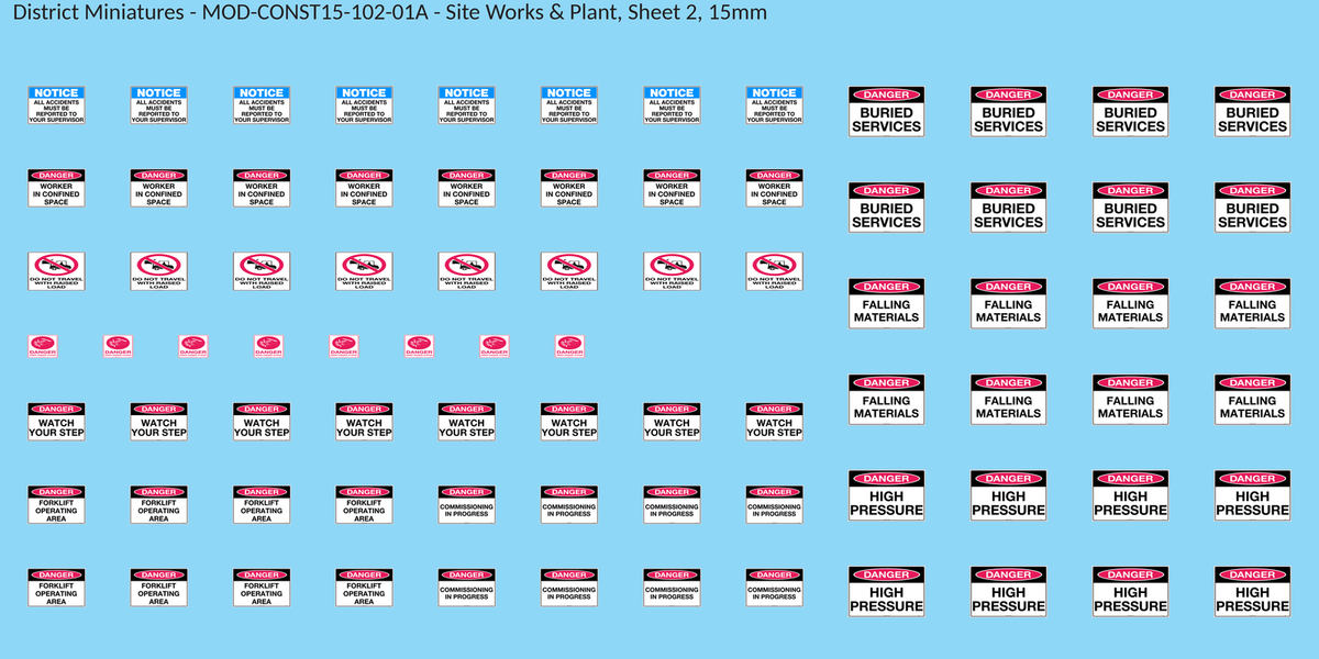 Site Works & Plant, Sheet 2, 15mm decal sheet, clean finish