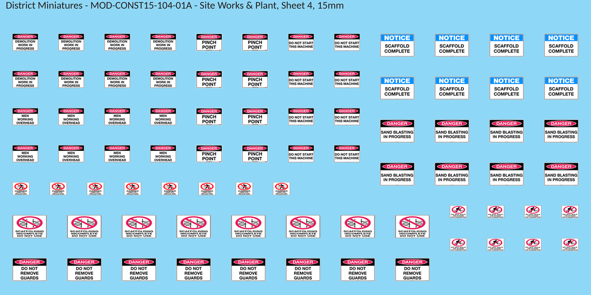 Site Works & Plant, Sheet 4, 15mm decal sheet, clean finish