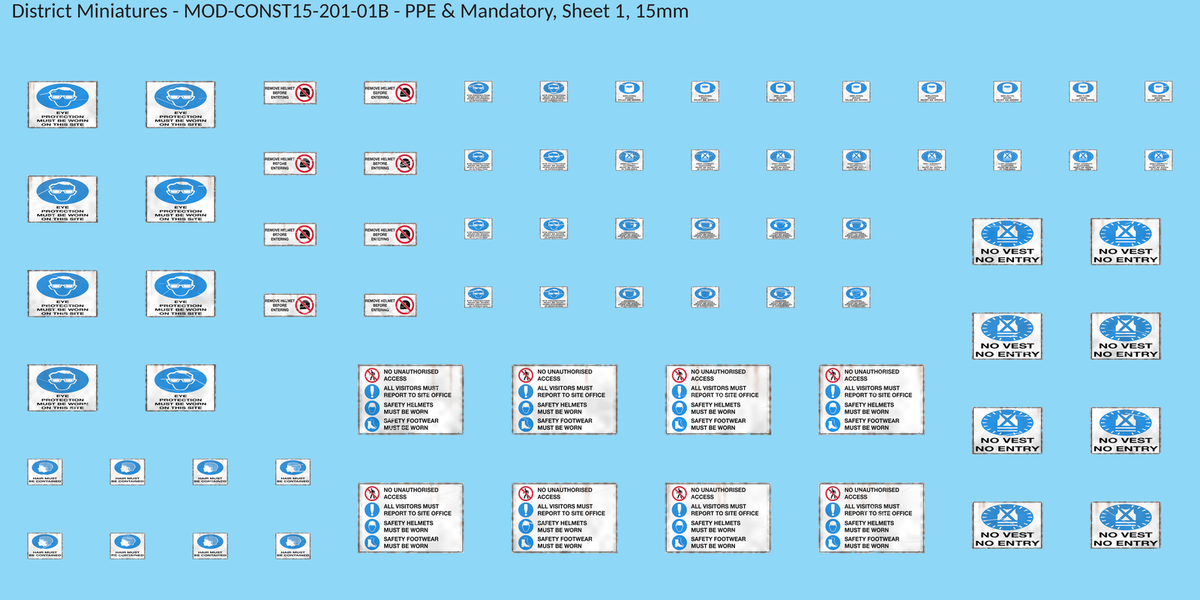 PPE & Mandatory, Sheet 1, 15mm decal sheet, weathered finish