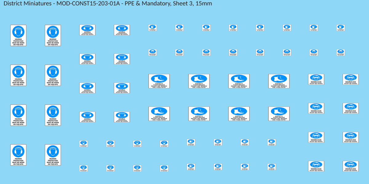 PPE & Mandatory, Sheet 3, 15mm decal sheet, clean finish