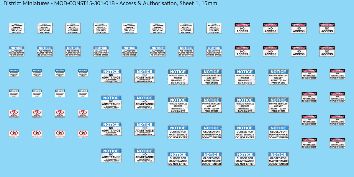 Access & Authorisation, Sheet 1, 15mm decal sheet, weathered finish