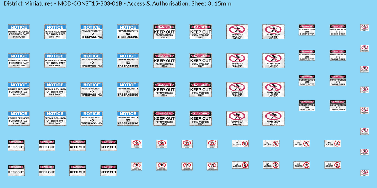 Access & Authorisation, Sheet 3, 15mm decal sheet, weathered finish