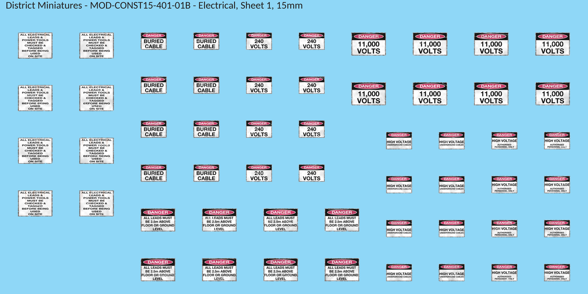 Electrical, Sheet 1, 15mm decal sheet, weathered finish