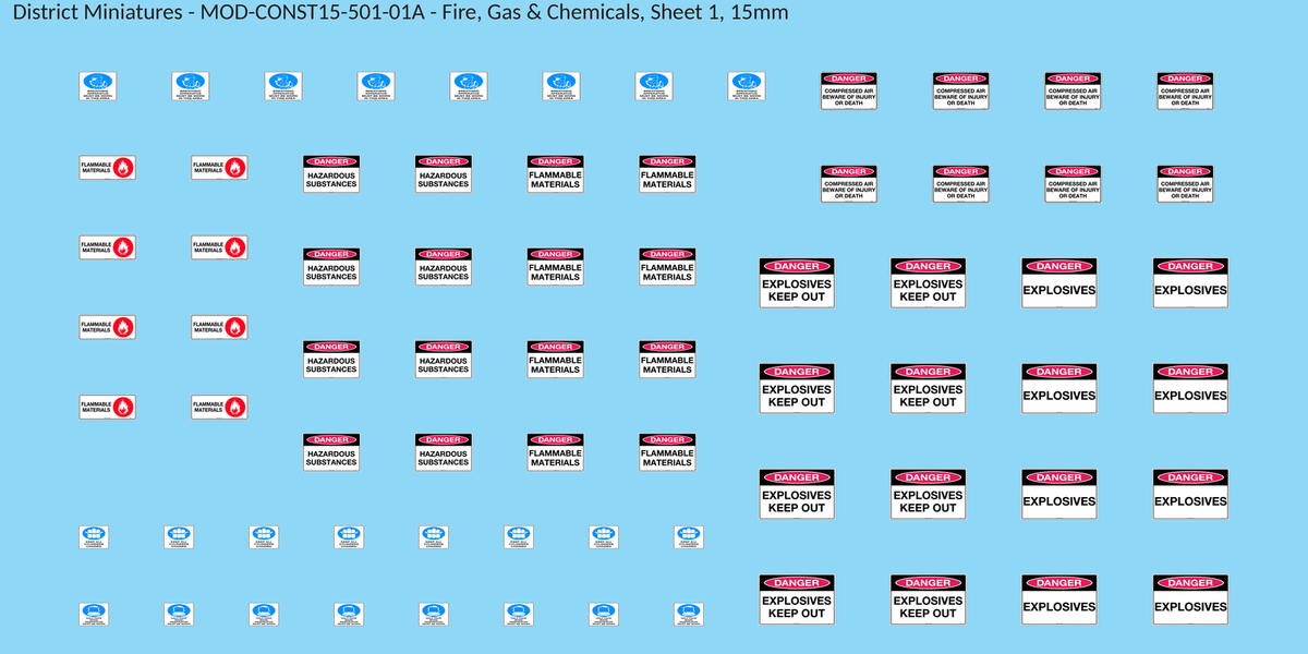 Fire, Gas & Chemicals, Sheet 1, 15mm decal sheet, clean finish