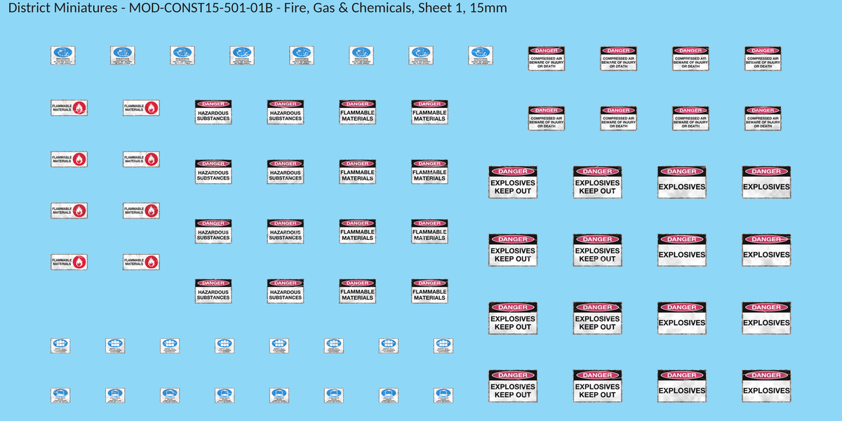 Fire, Gas & Chemicals, Sheet 1, 15mm decal sheet, weathered finish