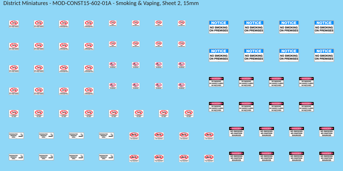 Smoking & Vaping, Sheet 2, 15mm decal sheet, clean finish