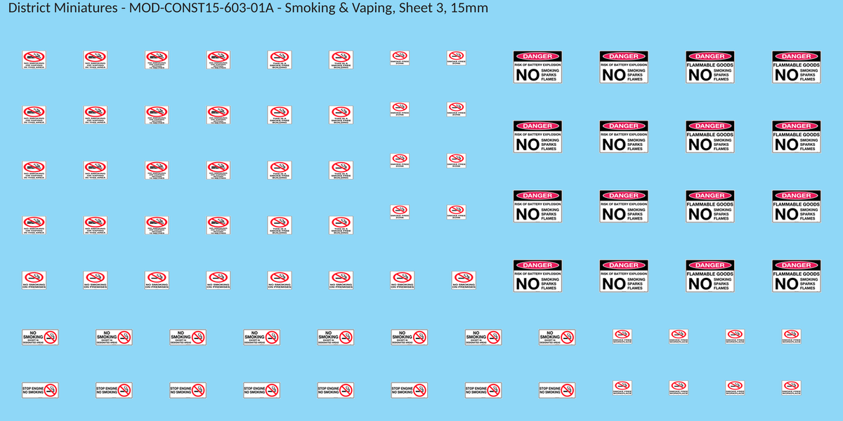 Smoking & Vaping, Sheet 3, 15mm decal sheet, clean finish