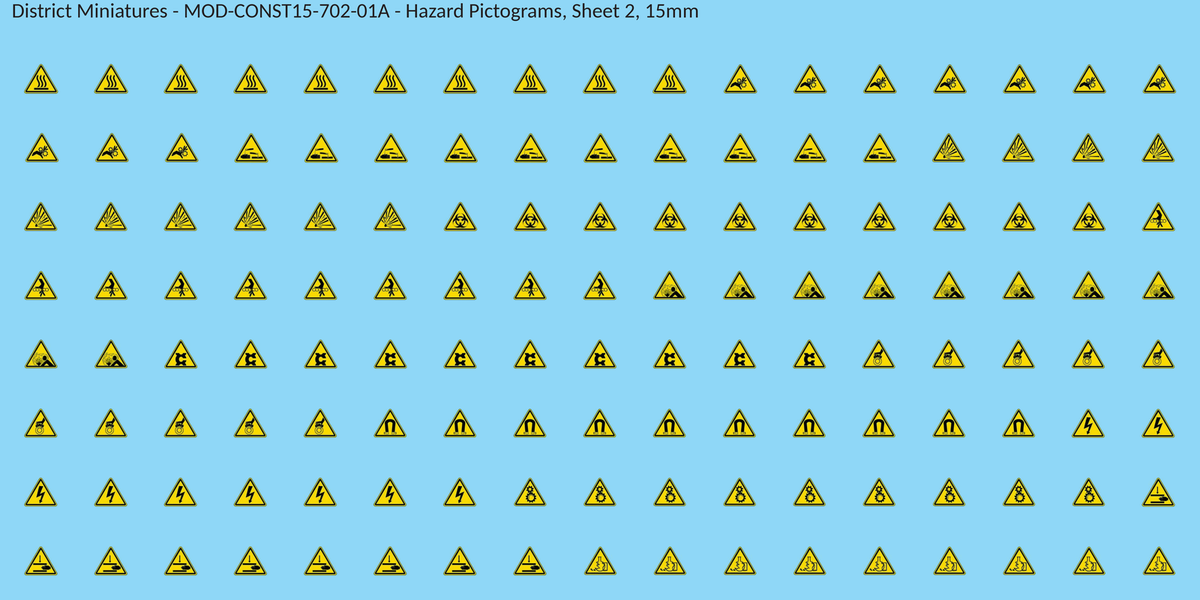 Hazard Pictograms, Sheet 2, 15mm decal sheet, clean finish