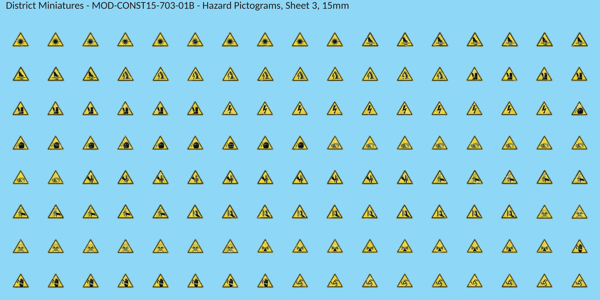 Hazard Pictograms, Sheet 3, 15mm decal sheet, weathered finish