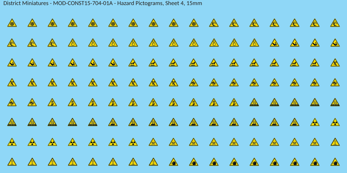 Hazard Pictograms, Sheet 4, 15mm decal sheet, clean finish