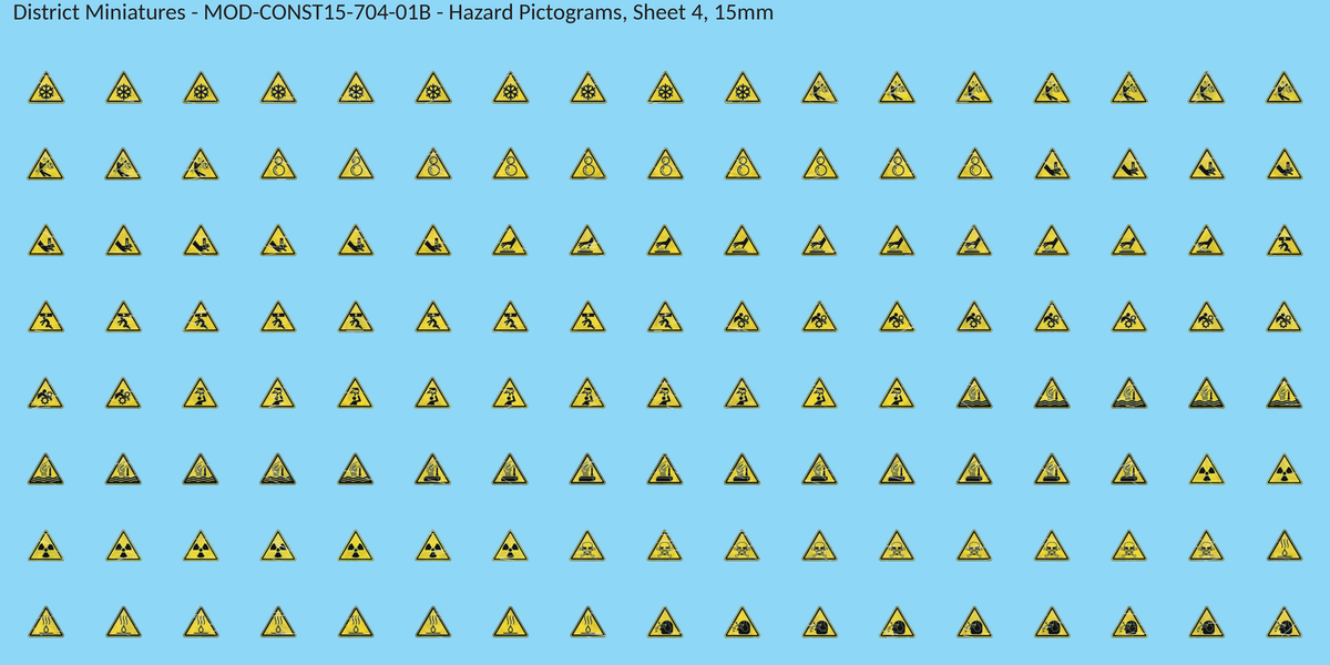 Hazard Pictograms, Sheet 4, 15mm decal sheet, weathered finish