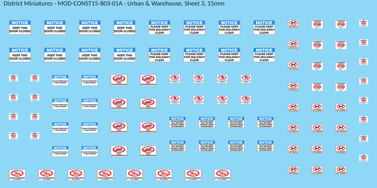 Urban & Warehouse, Sheet 3, 15mm decal sheet, clean finish