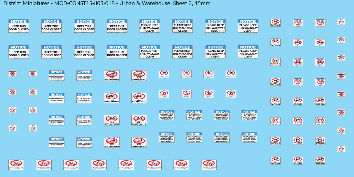 Urban & Warehouse, Sheet 3, 15mm decal sheet, weathered finish