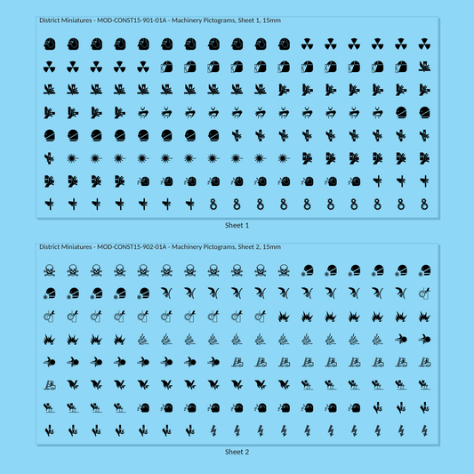 Machinery Pictograms, 15mm - all 2 sheets, clean finish